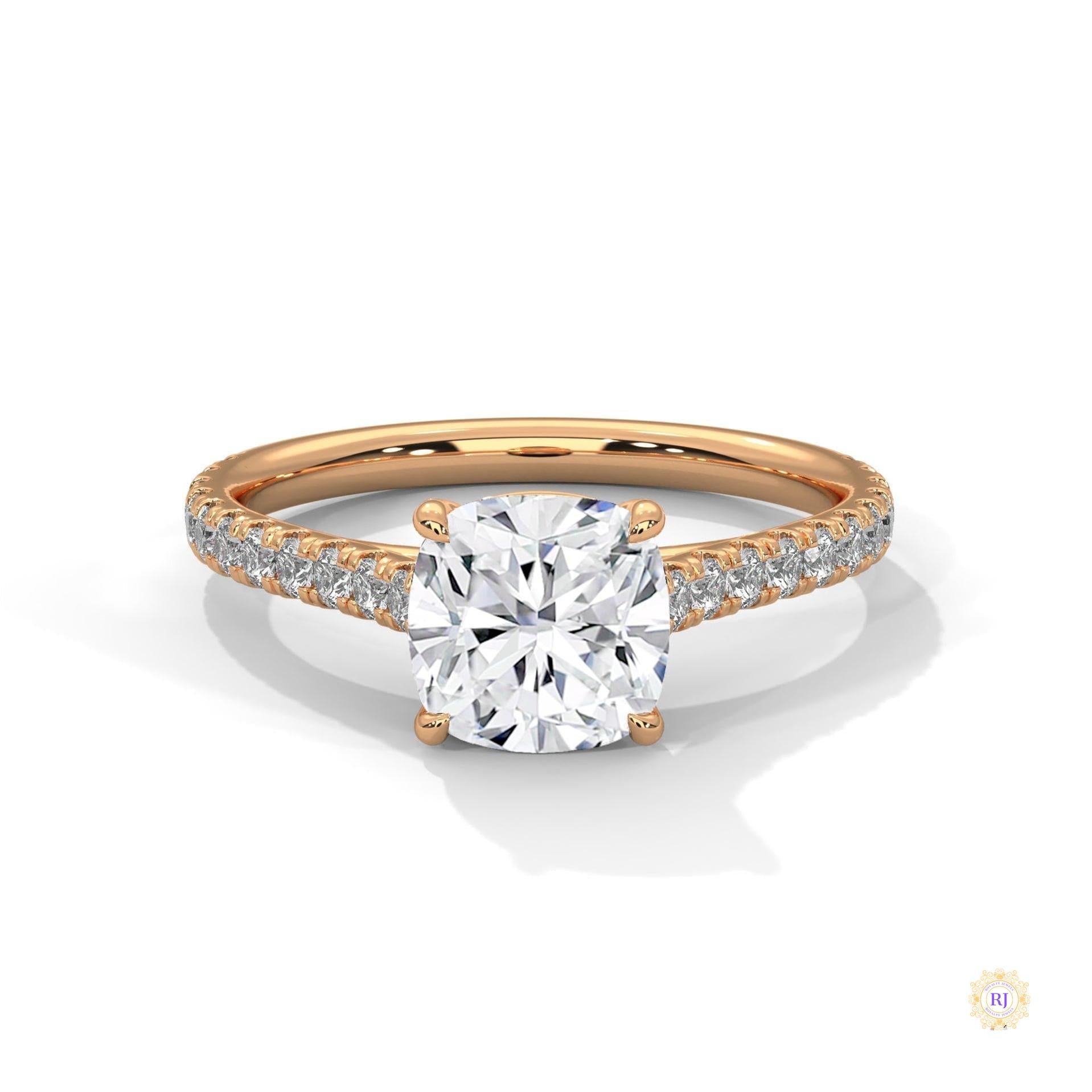 2.40 Ct. Cushion Pavé Solitaire Engagement Ring