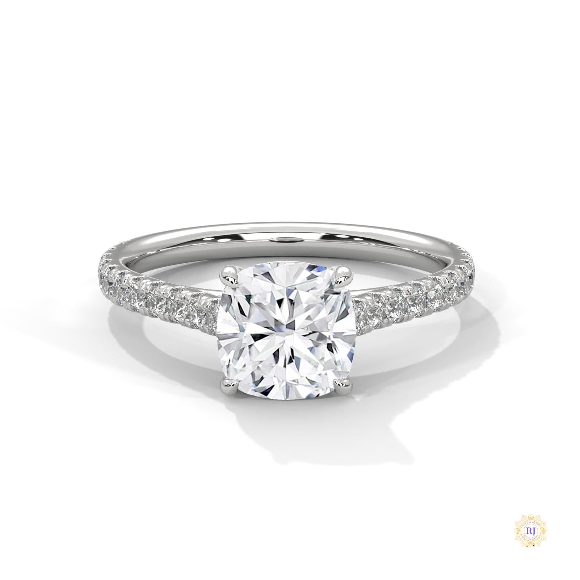 2.40 Ct. Cushion Pavé Solitaire Engagement Ring