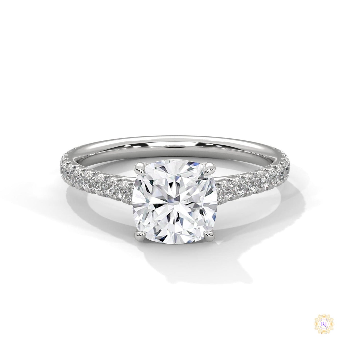 2.40 Ct. Cushion Pavé Solitaire Engagement Ring