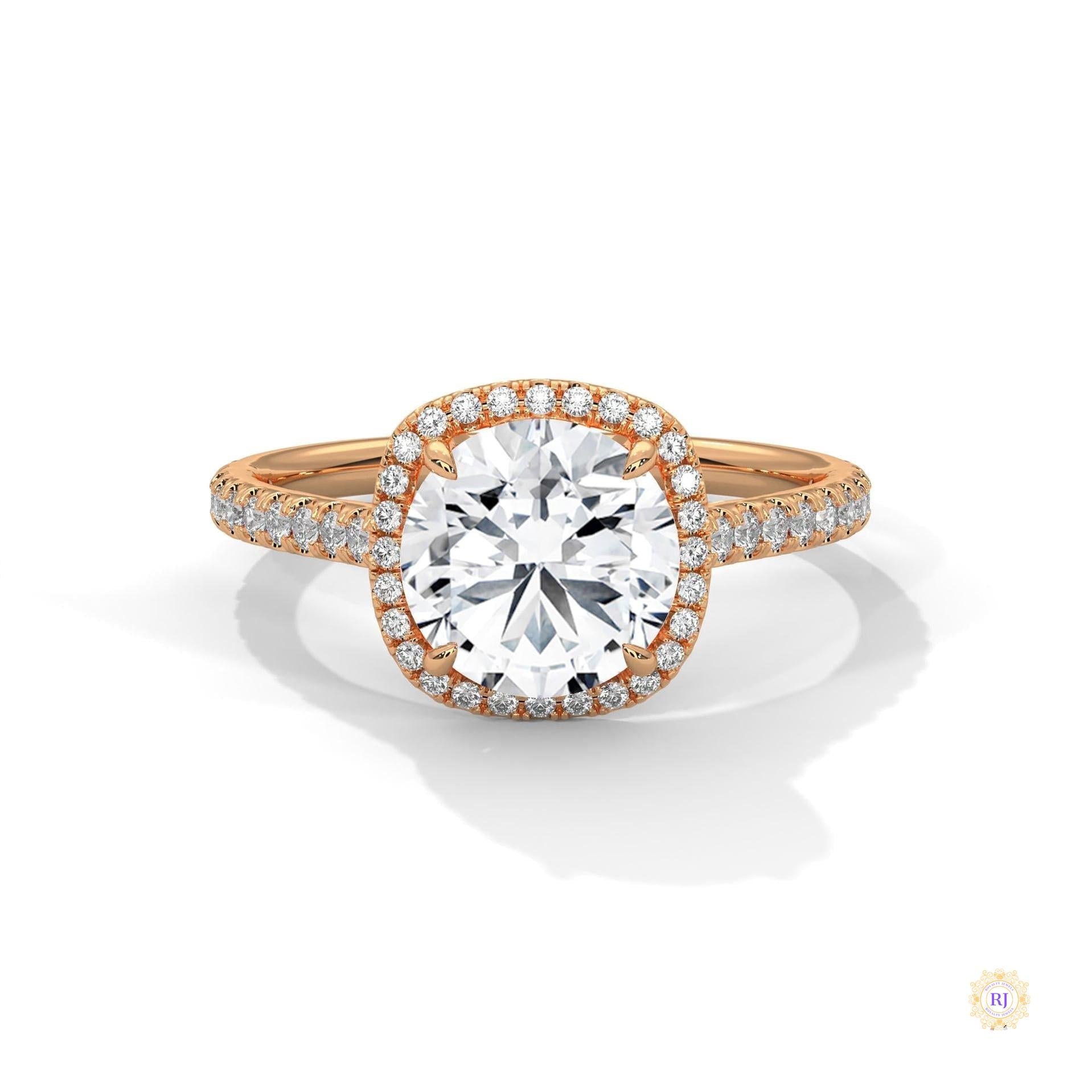 2.40 Ct. Halo Pavé Round Lab Diamond Engagement Ring