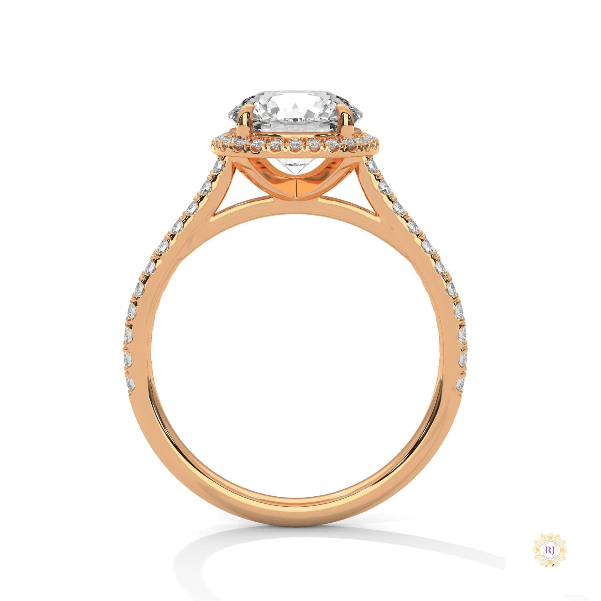 2.40 Ct. Halo Pavé Round Lab Diamond Engagement Ring