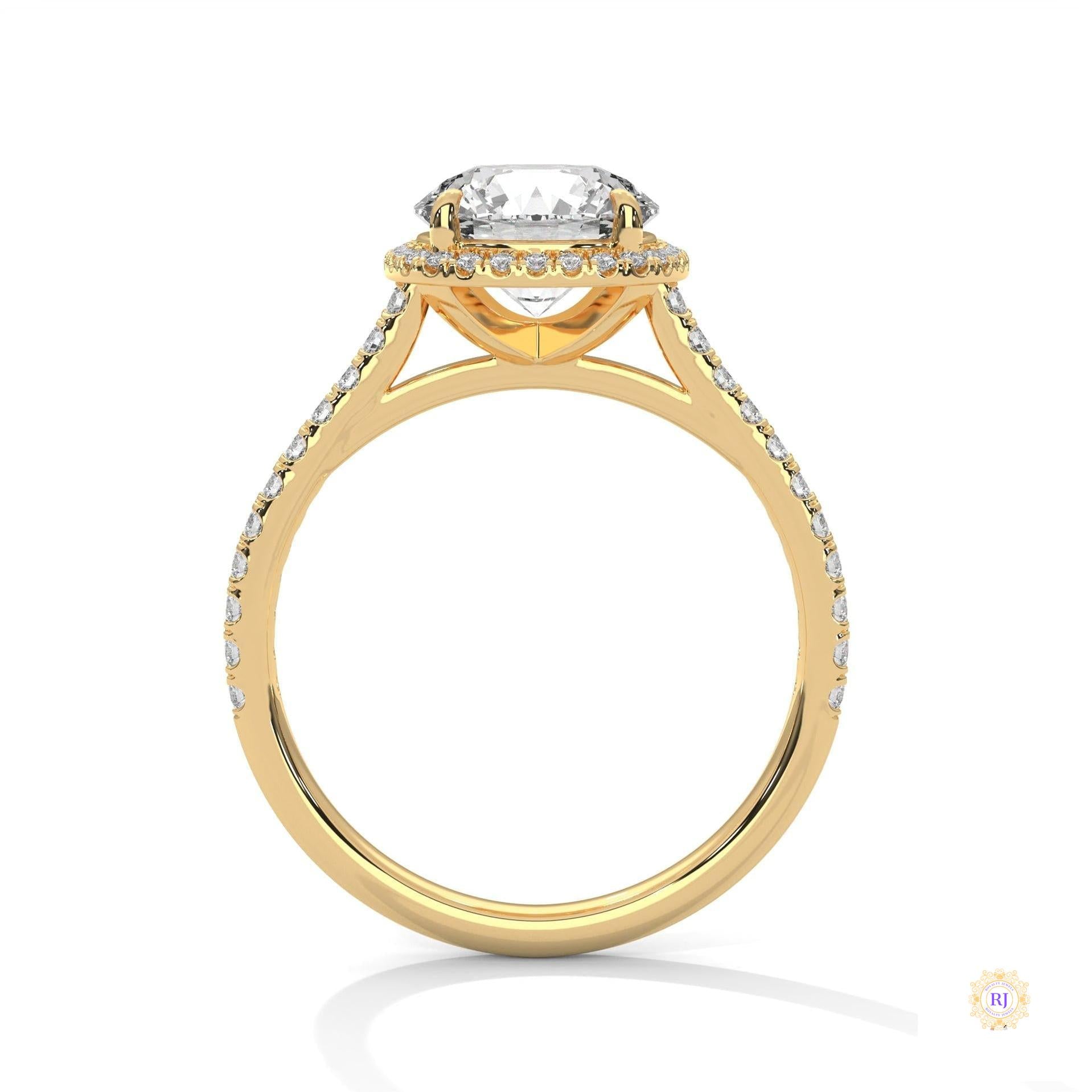 2.40 Ct. Halo Pavé Round Lab Diamond Engagement Ring