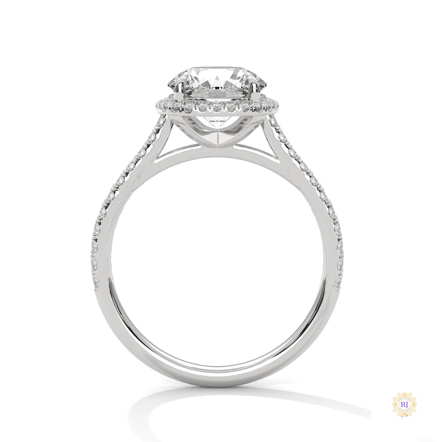 2.40 Ct. Halo Pavé Round Lab Diamond Engagement Ring
