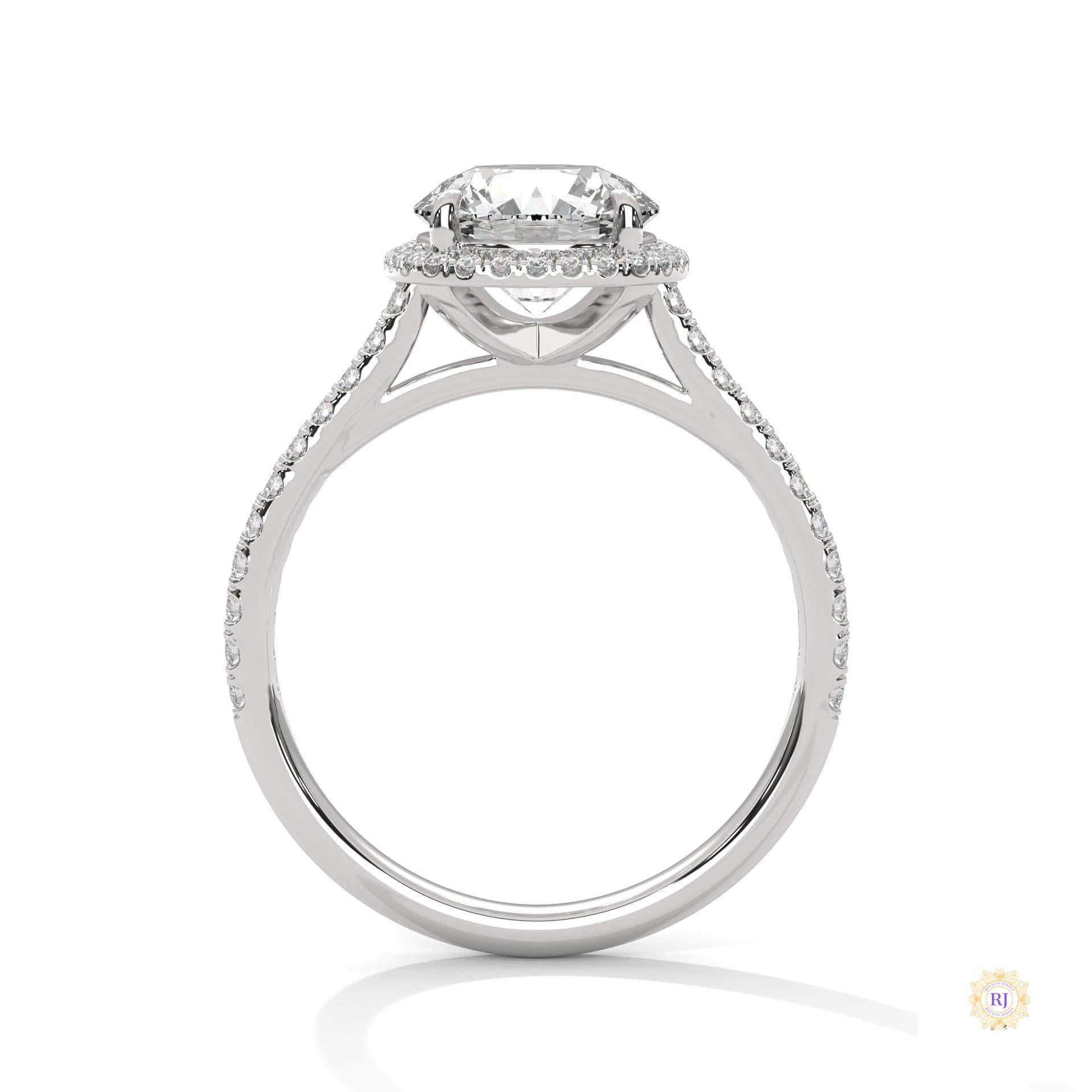 2.40 Ct. Halo Pavé Round Lab Diamond Engagement Ring