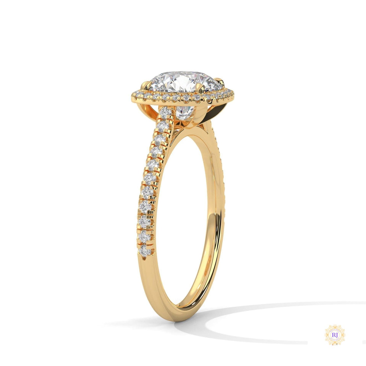 2.40 Ct. Halo Pavé Round Lab Diamond Engagement Ring