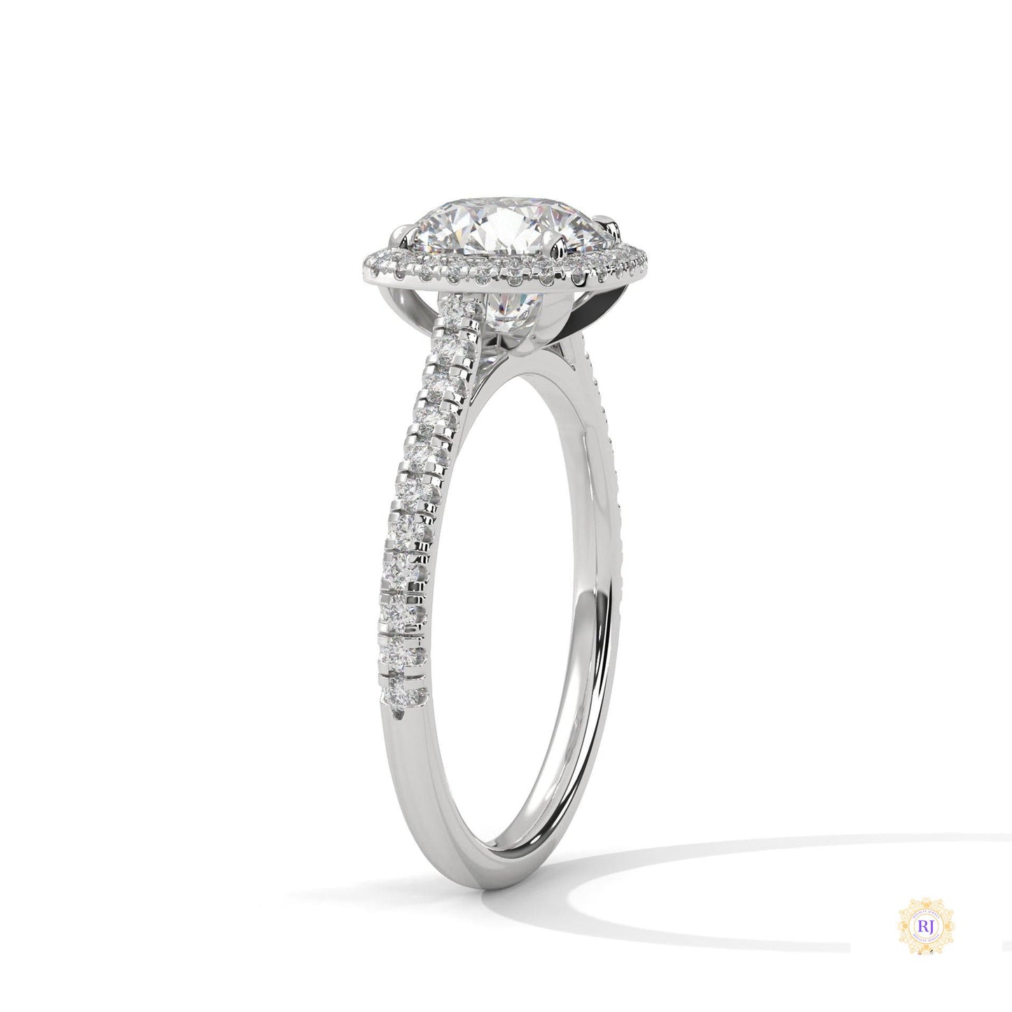 2.40 Ct. Halo Pavé Round Lab Diamond Engagement Ring