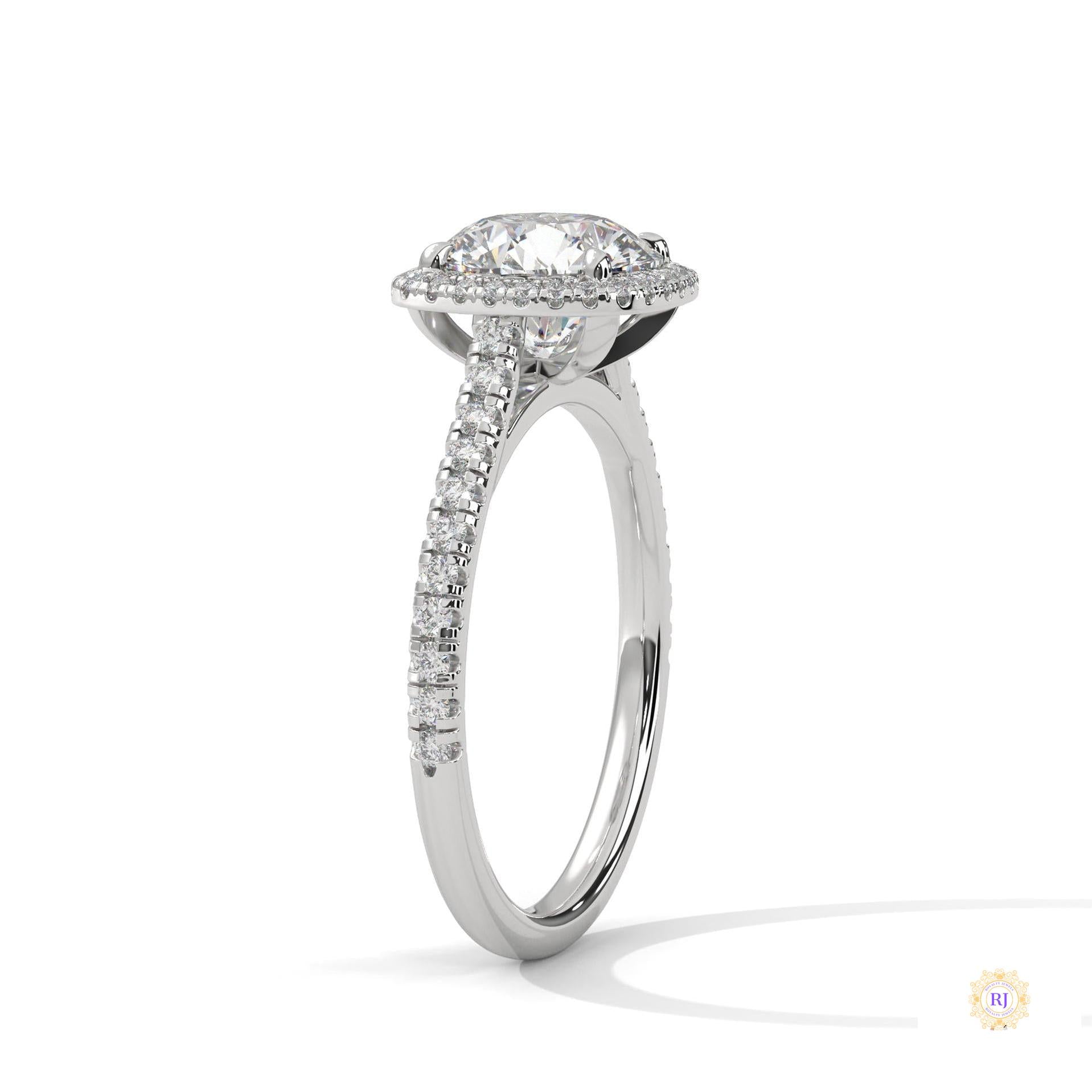 2.40 Ct. Halo Pavé Round Lab Diamond Engagement Ring