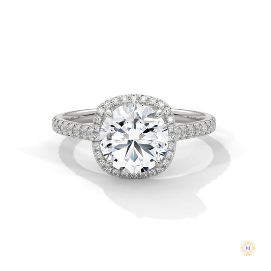 2.40 Ct. Halo Pavé Round Lab Diamond Engagement Ring