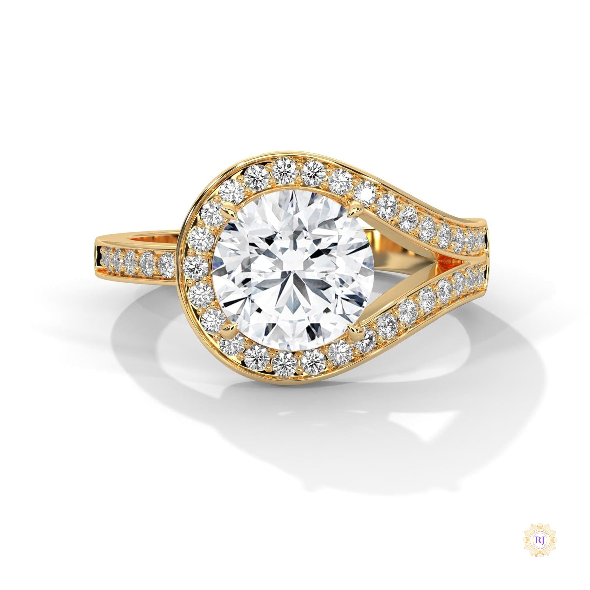 2.40 Ct. Twist Halo Lab Diamond Engagement Ring
