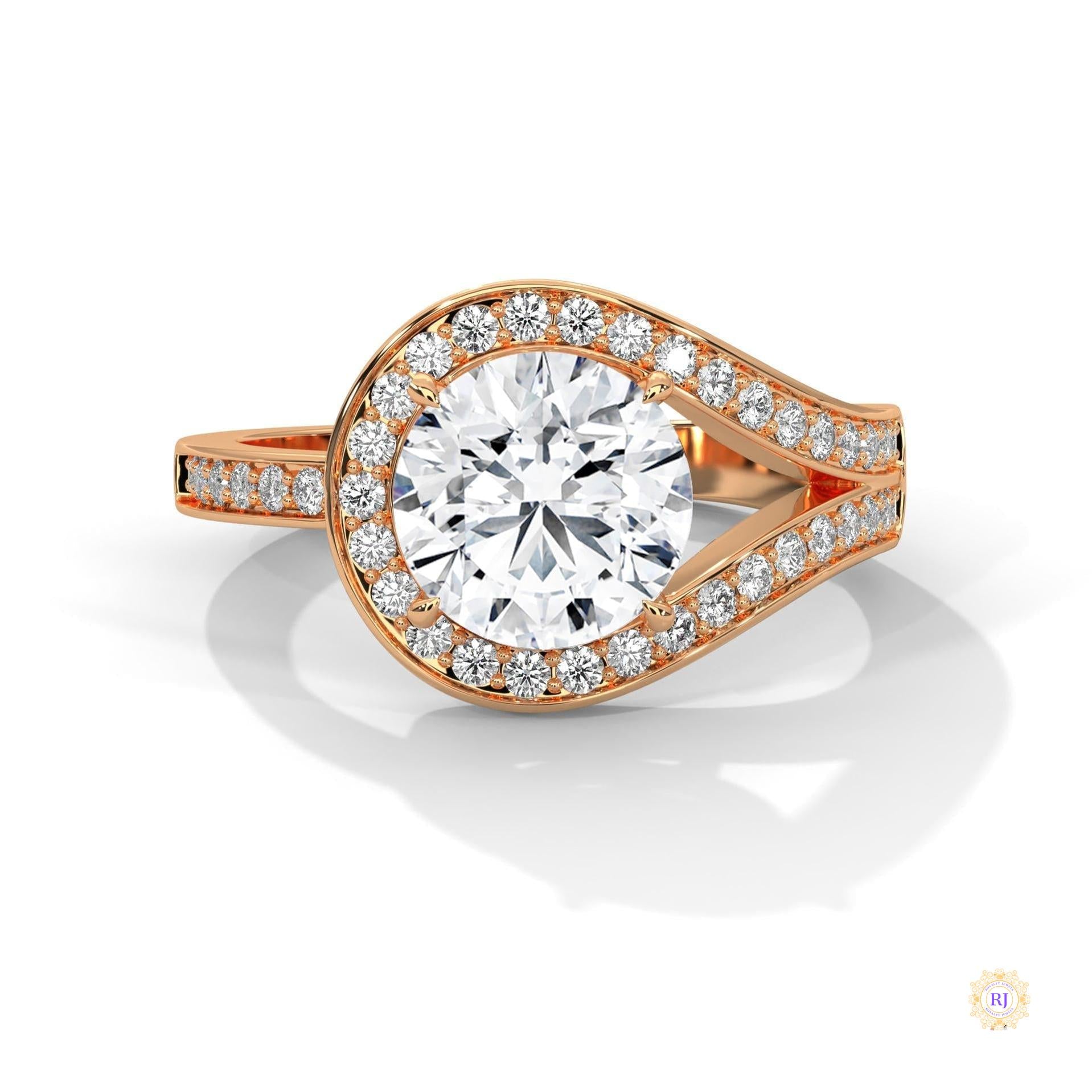 2.40 Ct. Twist Halo Lab Diamond Engagement Ring