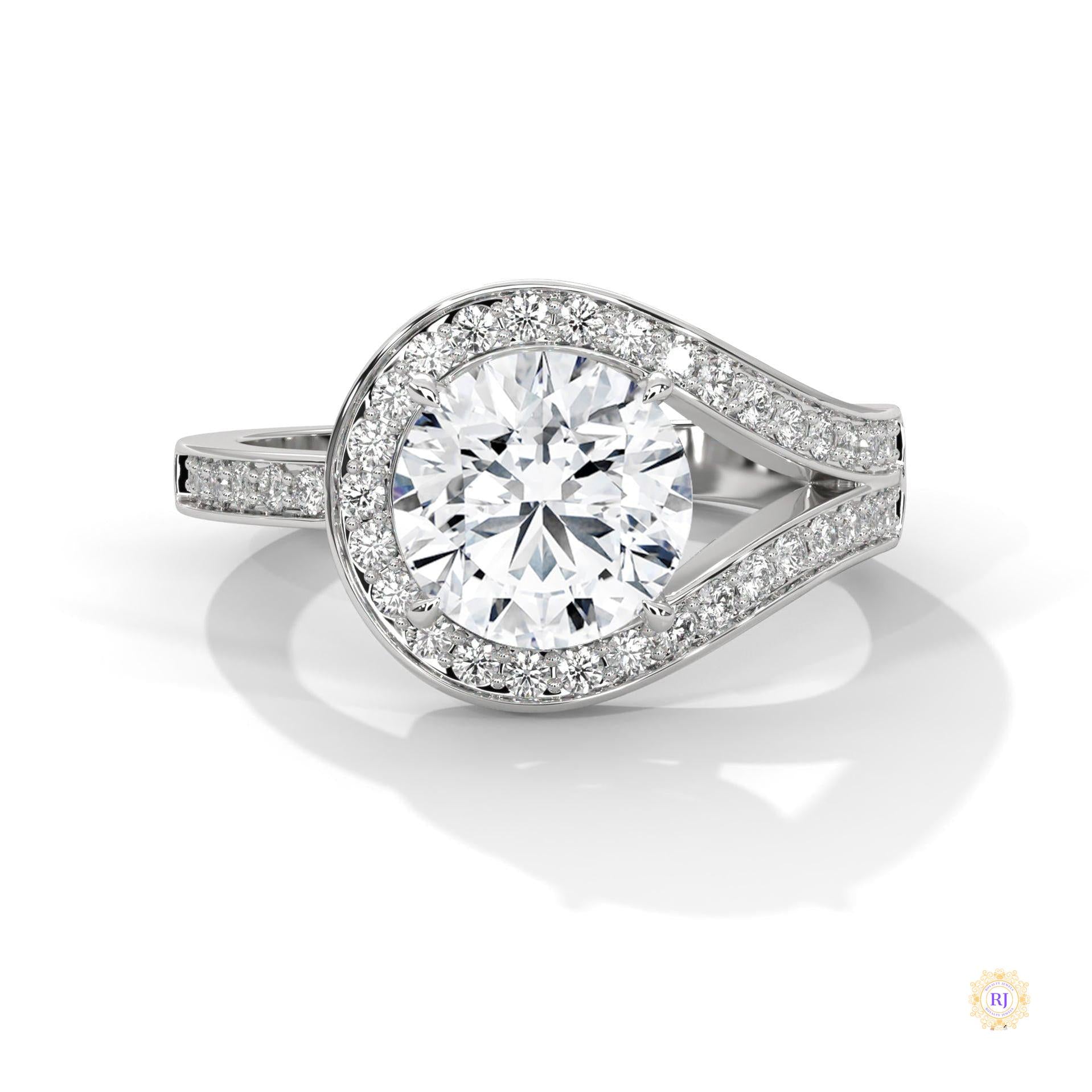 2.40 Ct. Twist Halo Lab Diamond Engagement Ring