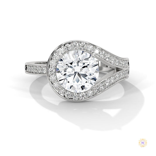 2.40 Ct. Twist Halo Lab Diamond Engagement Ring