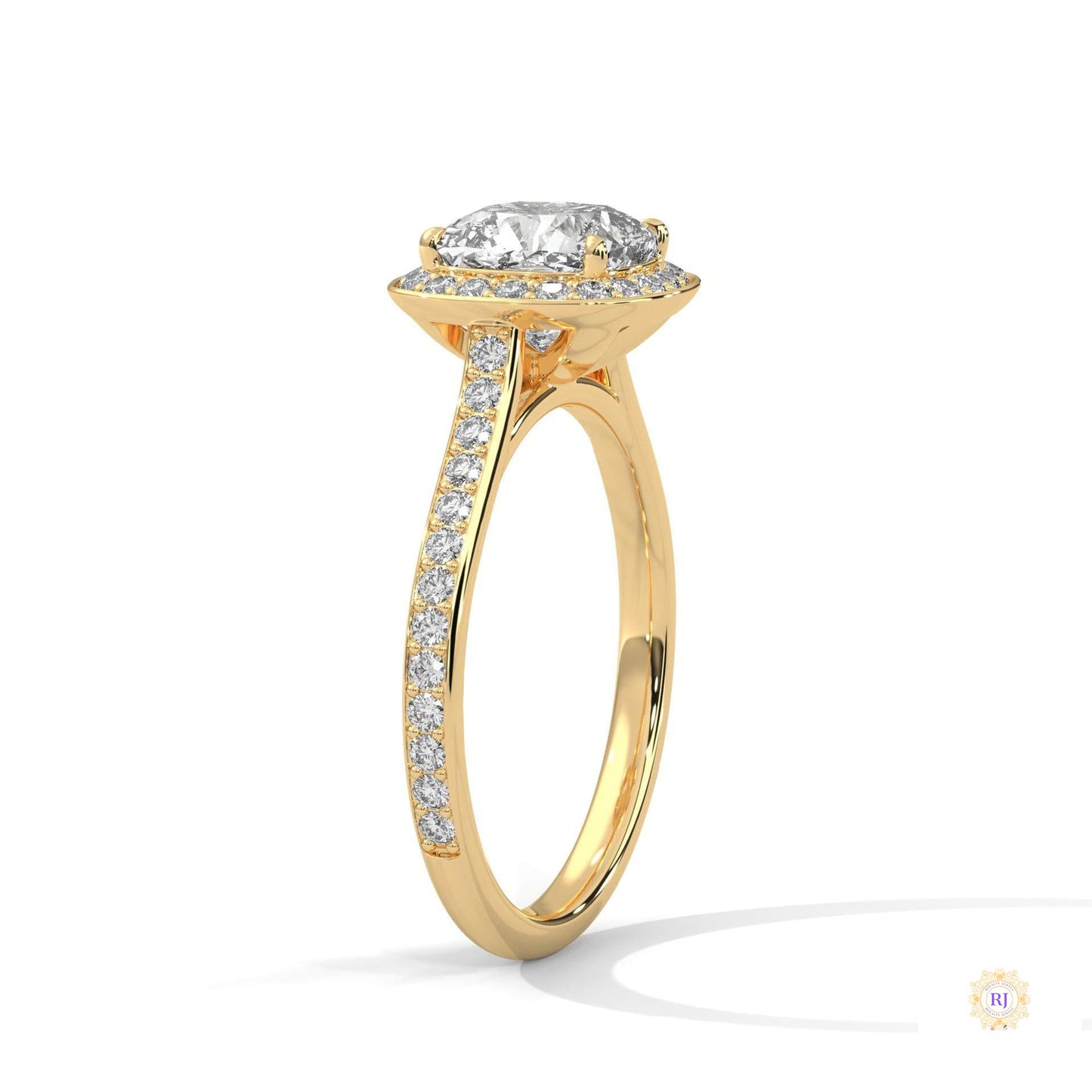 2.45 Ct. Cushion Halo Lab Diamond Ring