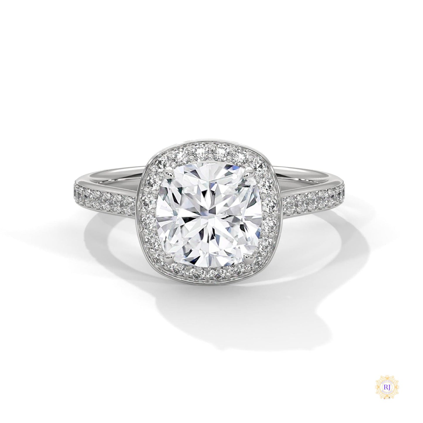 2.45 Ct. Cushion Halo Lab Diamond Ring