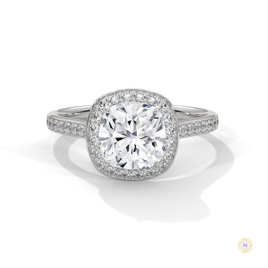 2.45 Ct. Cushion Halo Lab Diamond Ring