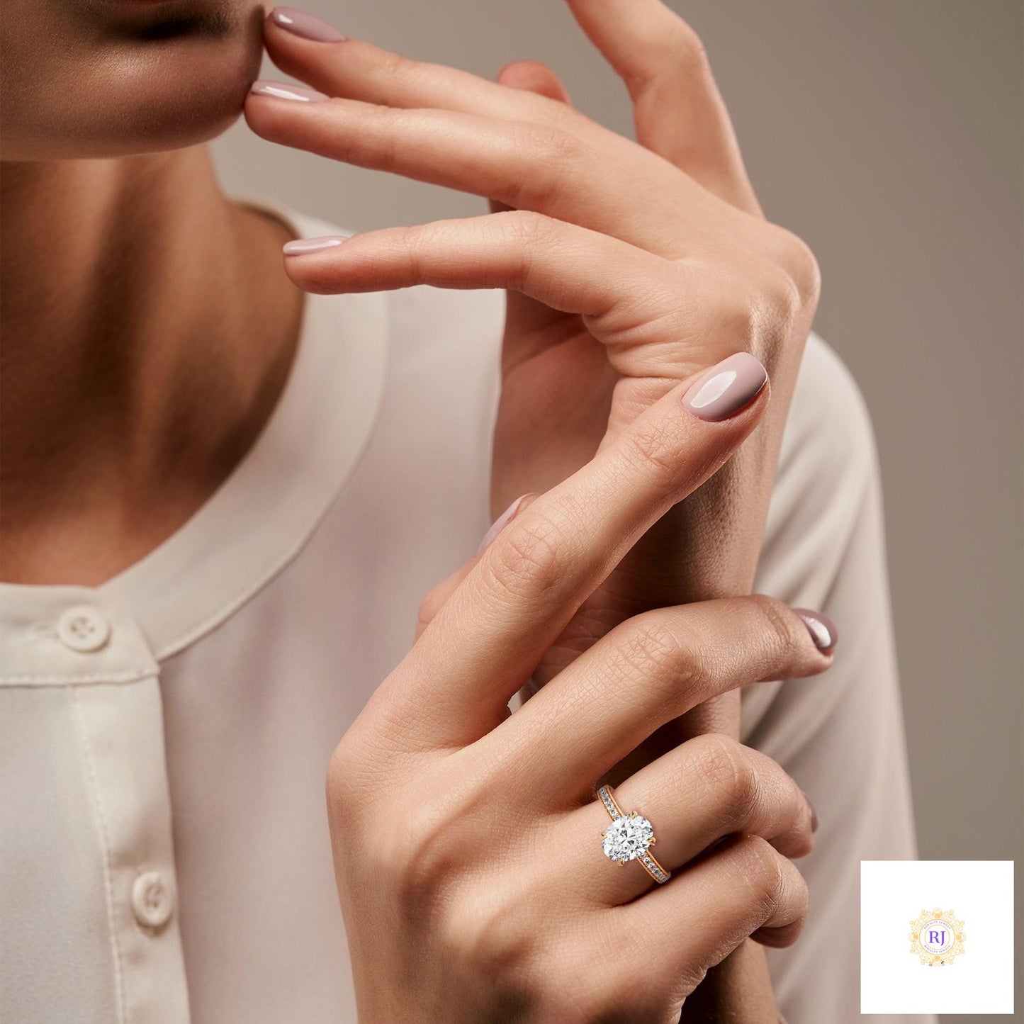 2.45 Ct. Oval Lab Diamond Pavé Engagement Ring