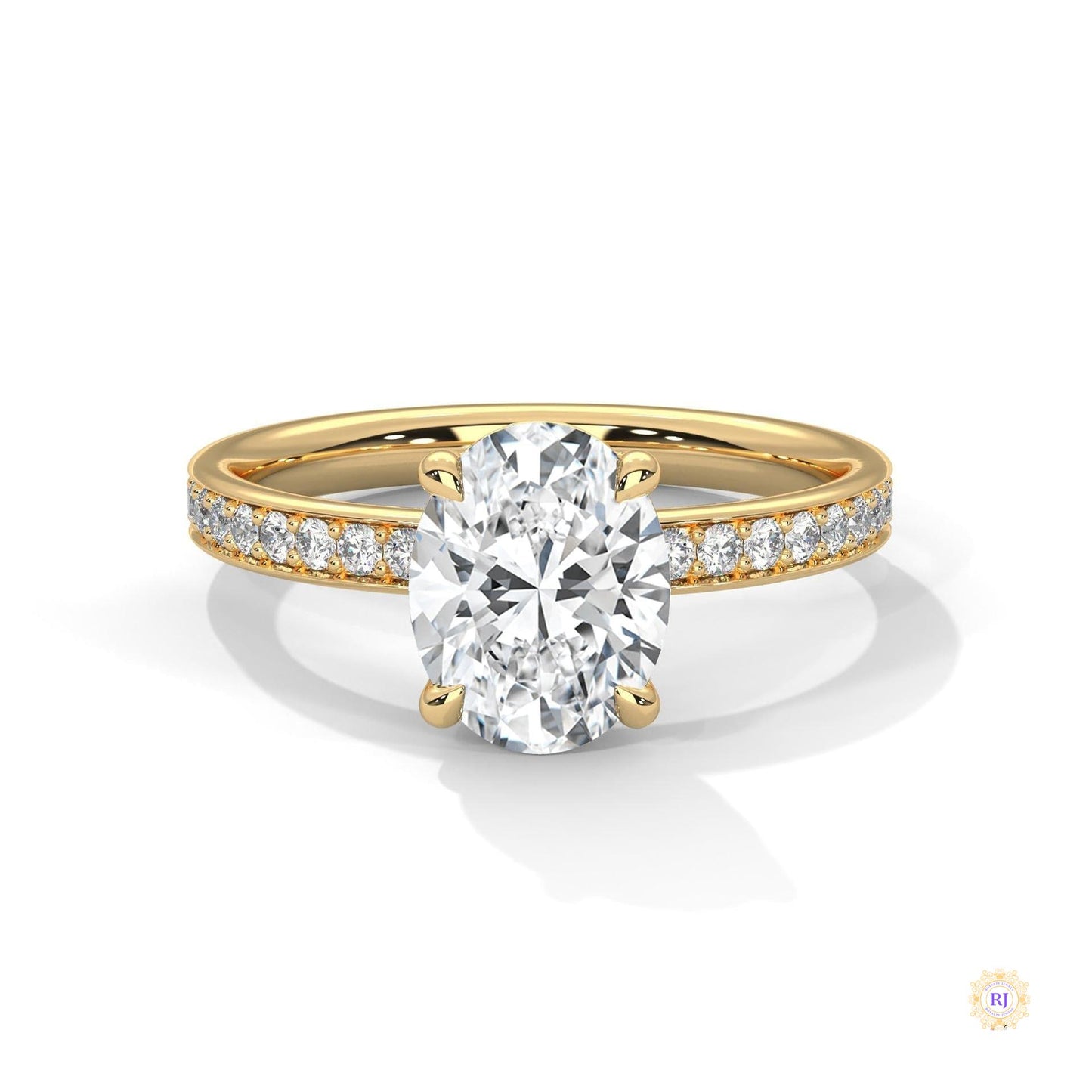 2.45 Ct. Oval Lab Diamond Pavé Engagement Ring