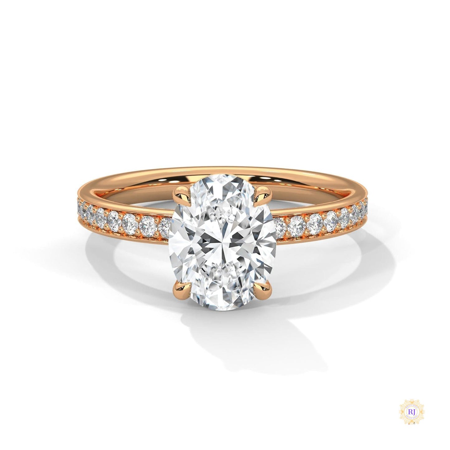 2.45 Ct. Oval Lab Diamond Pavé Engagement Ring