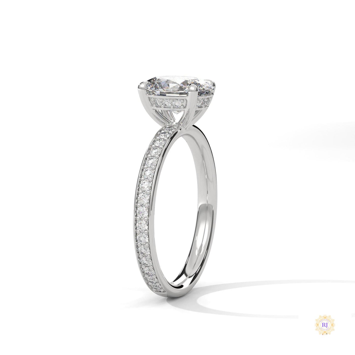 2.45 Ct. Oval Lab Diamond Pavé Engagement Ring