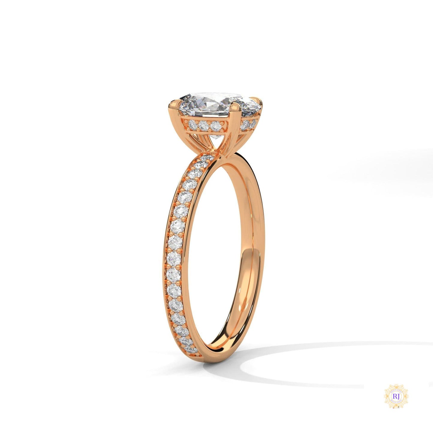 2.45 Ct. Oval Lab Diamond Pavé Engagement Ring