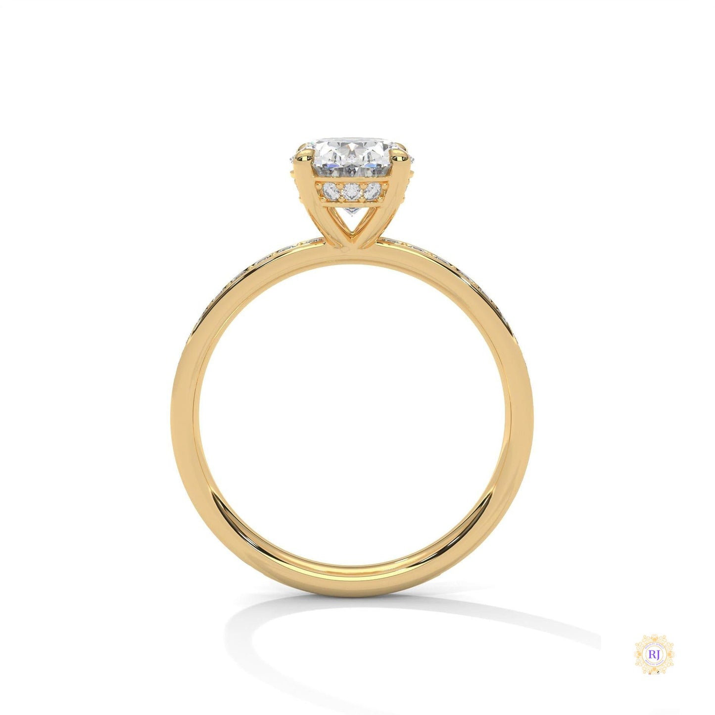 2.45 Ct. Oval Lab Diamond Pavé Engagement Ring