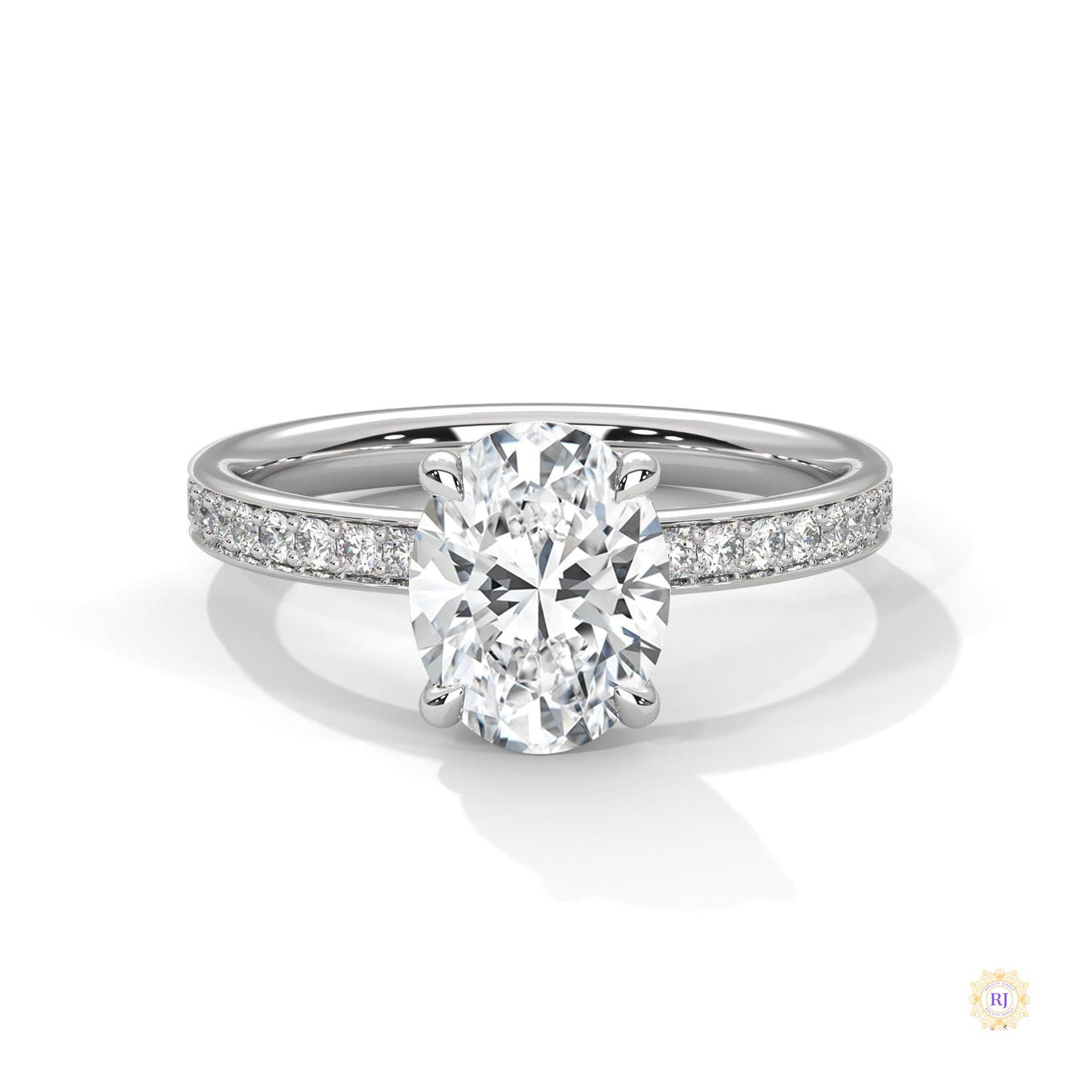 2.45 Ct. Oval Lab Diamond Pavé Engagement Ring
