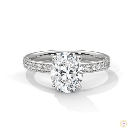 2.45 Ct. Oval Lab Diamond Pavé Engagement Ring