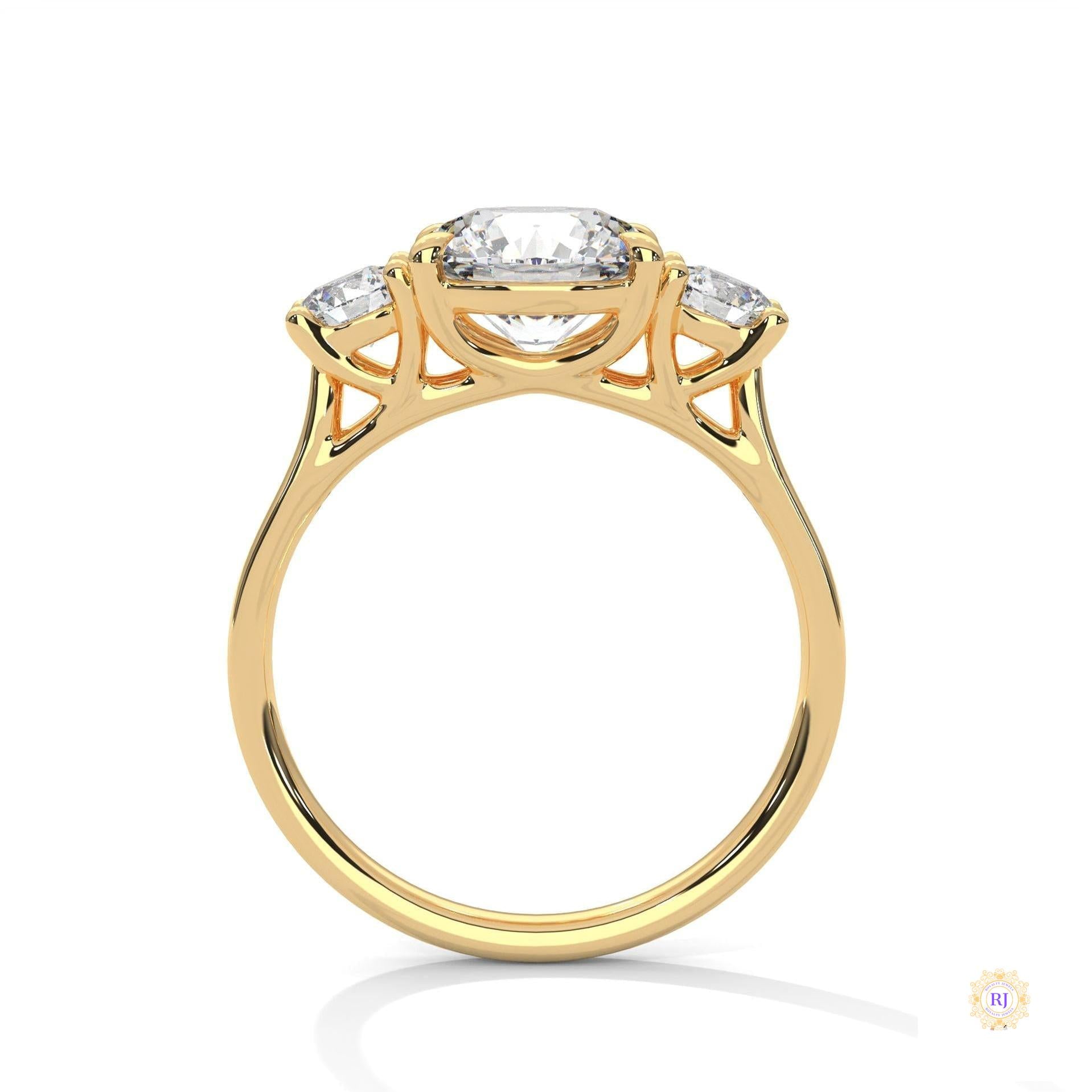 2.5 Ct. Three-Stone Lab Diamond Engagement Ring
