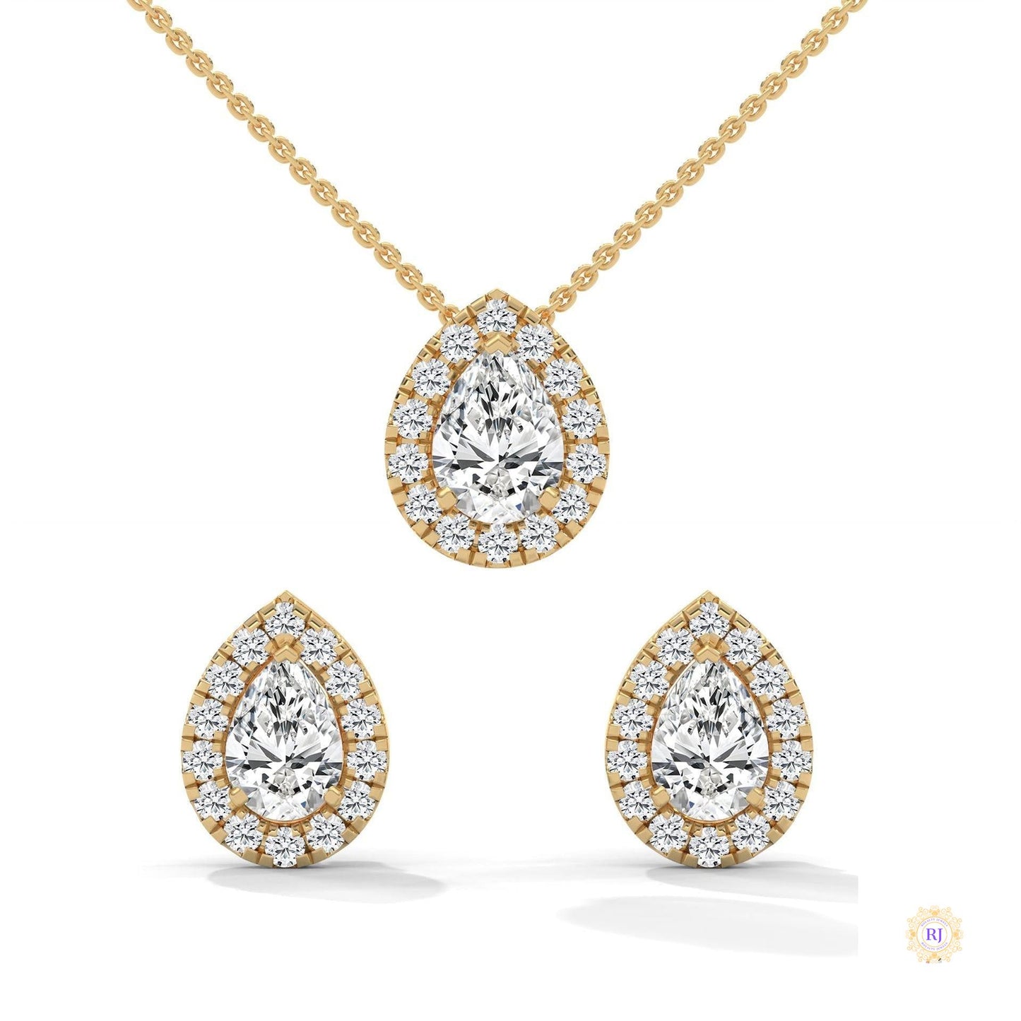 2.50 CT. Pear Halo Diamond Earrings