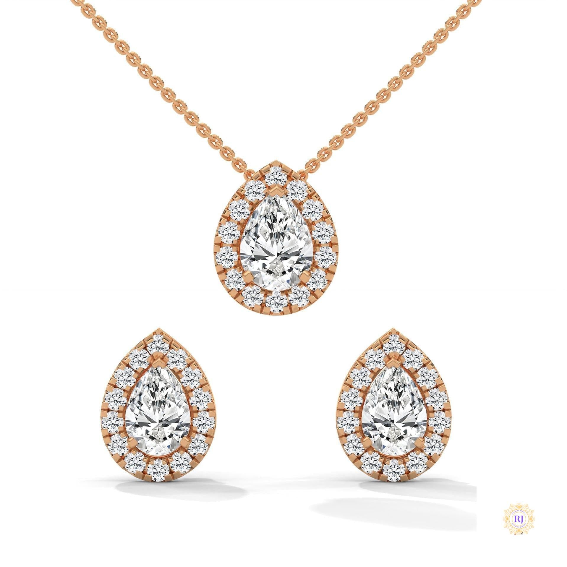 2.50 CT. Pear Halo Diamond Earrings