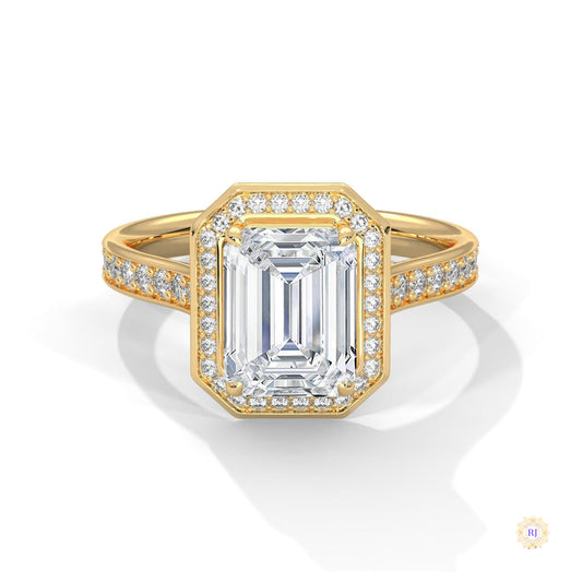 2.50 Ct. Emerald Cut Halo Engagement Ring