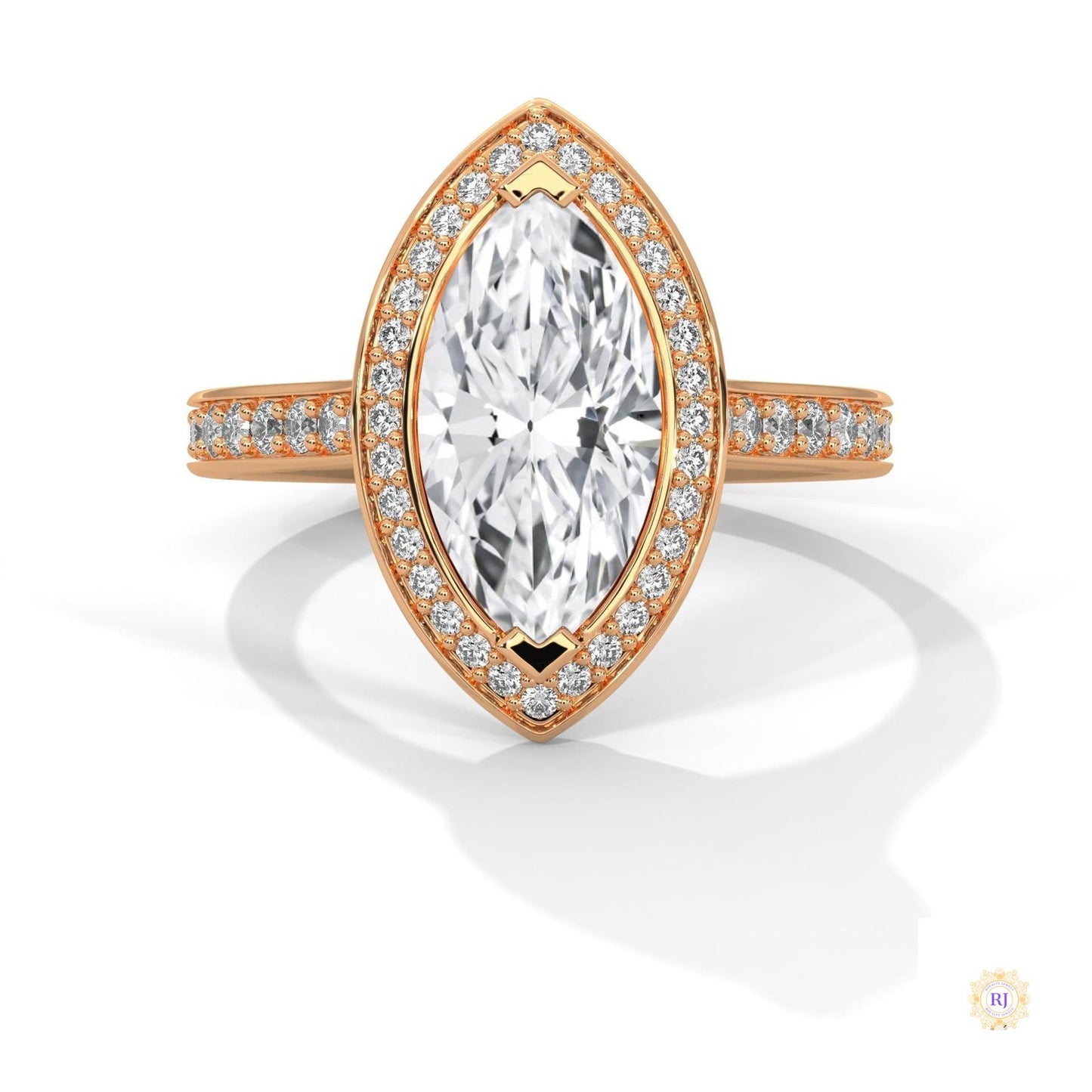 2.50 Ct. Marquise Halo Diamond Ring