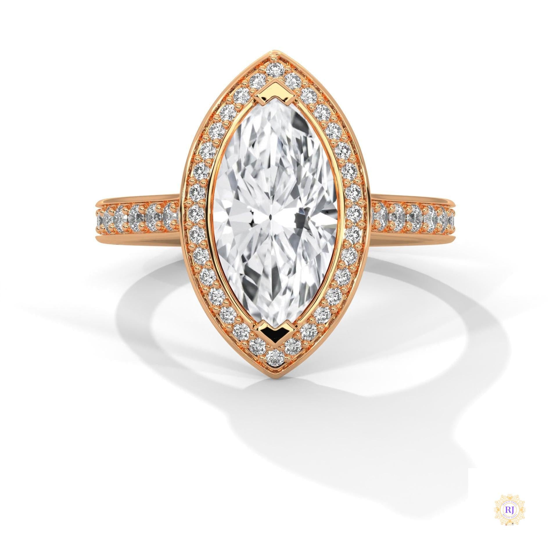 2.50 Ct. Marquise Halo Diamond Ring