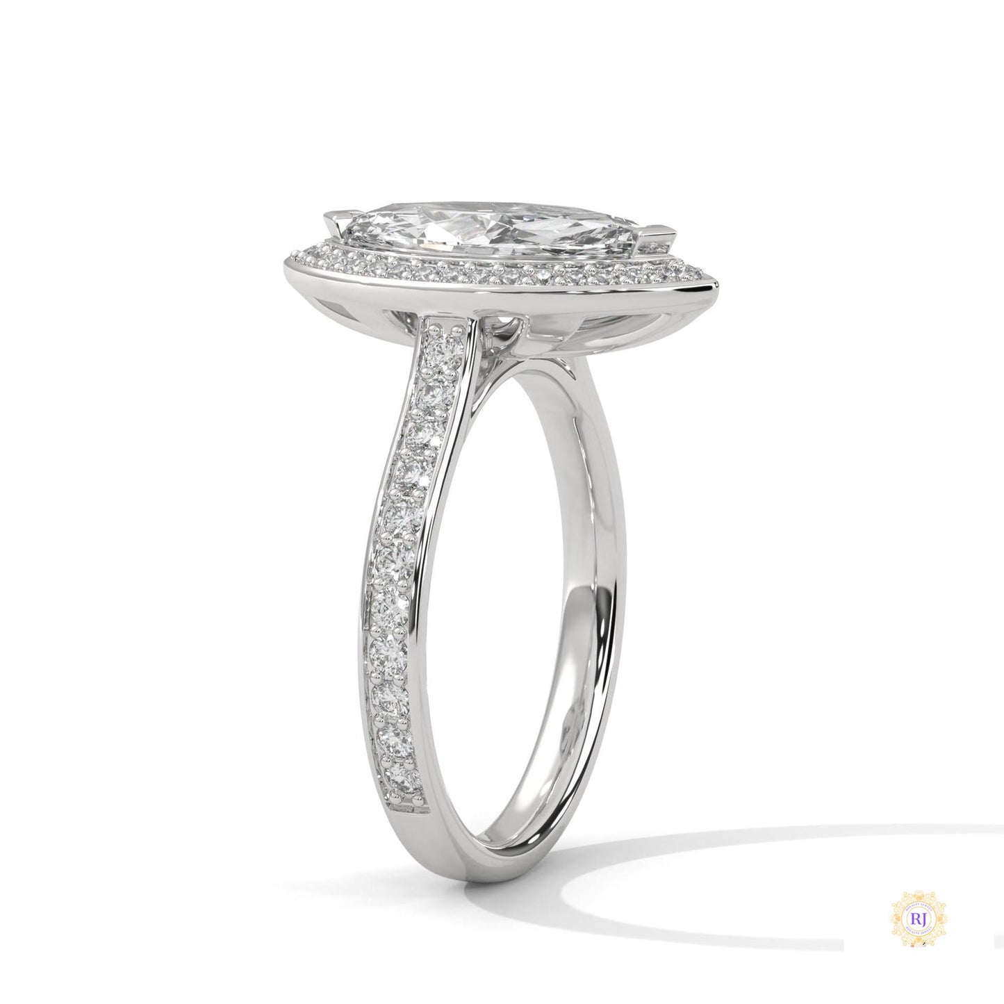 2.50 Ct. Marquise Halo Diamond Ring