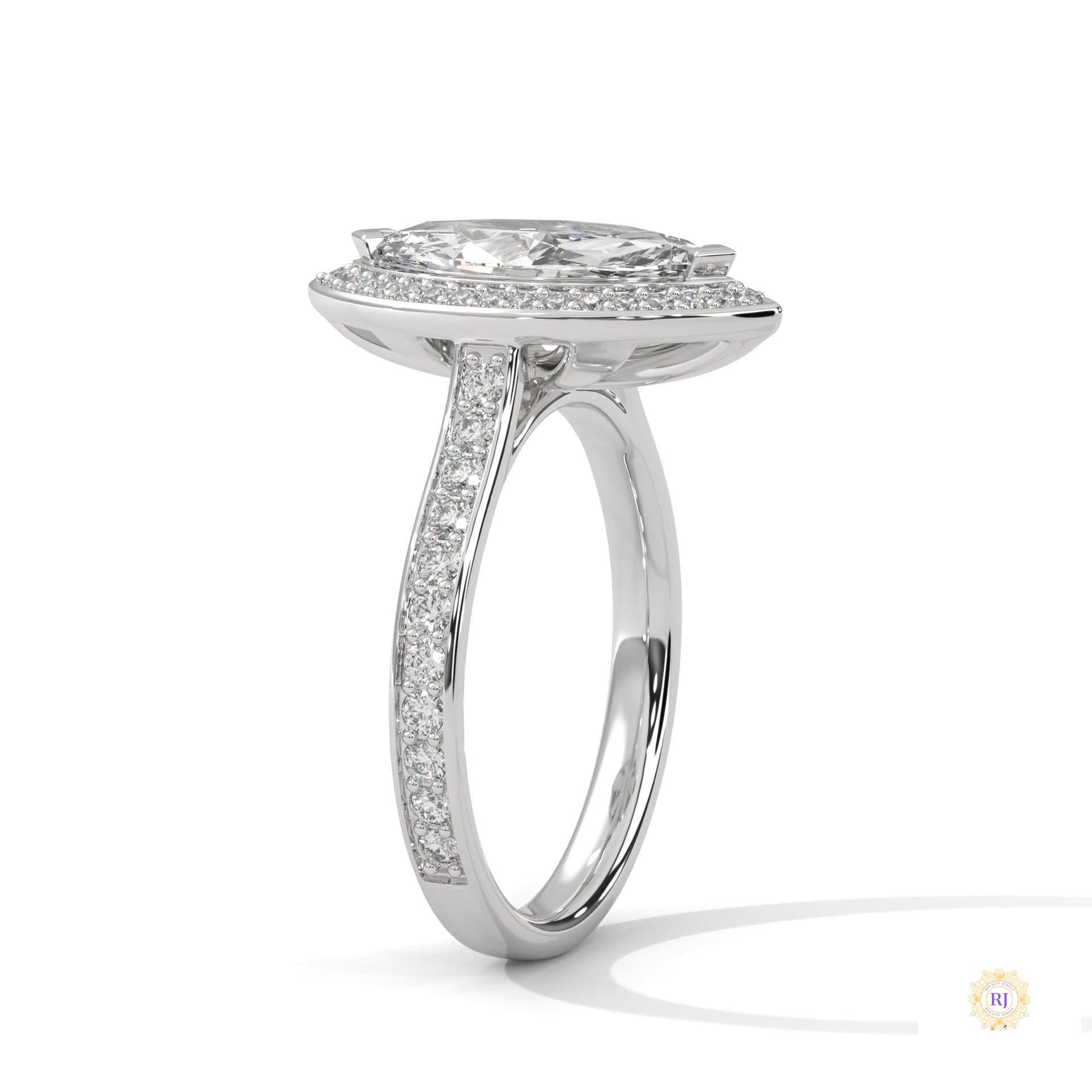 2.50 Ct. Marquise Halo Diamond Ring