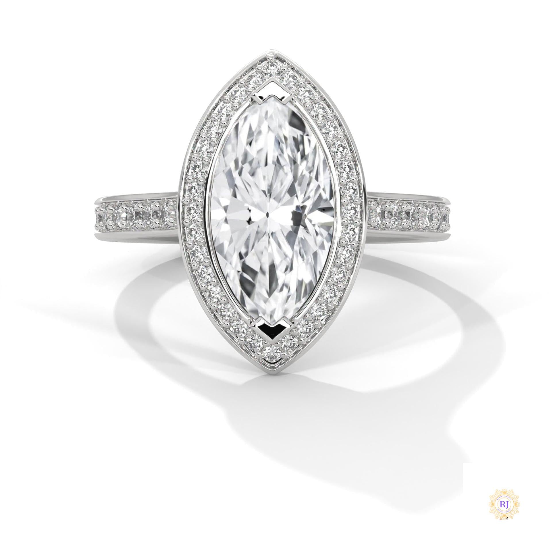 2.50 Ct. Marquise Halo Diamond Ring