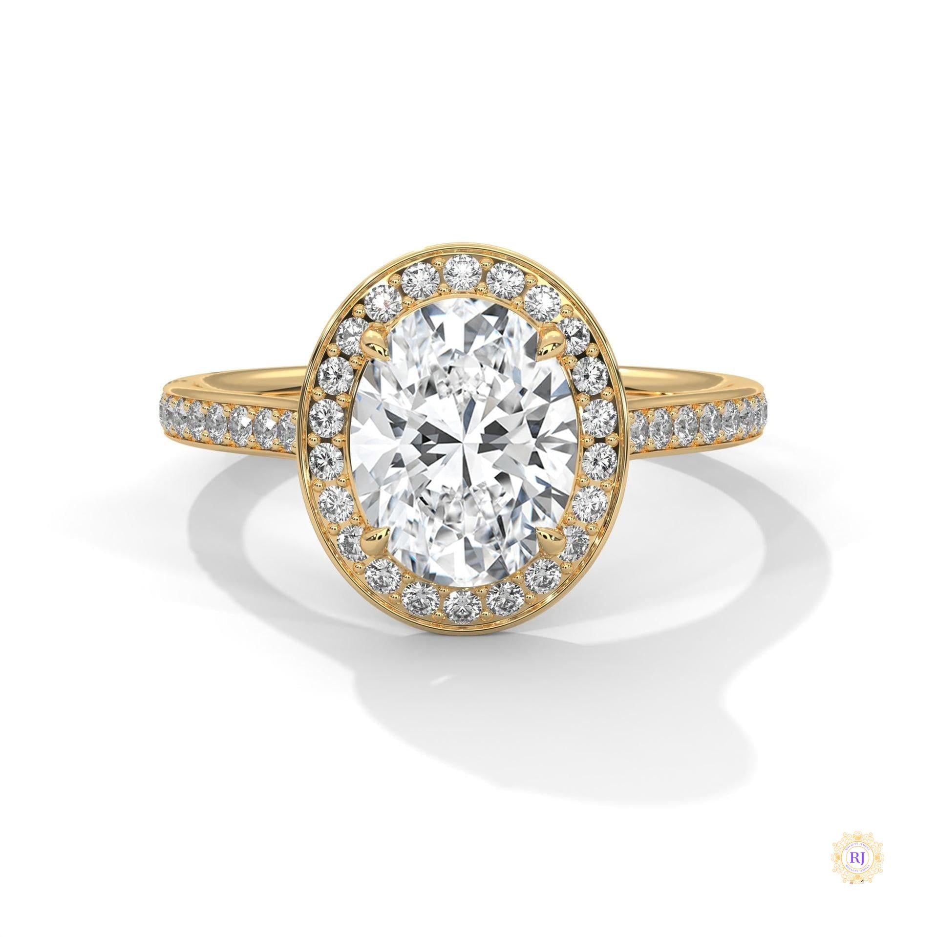 2.50 Ct. Oval Halo Lab Diamond Engagement Ring