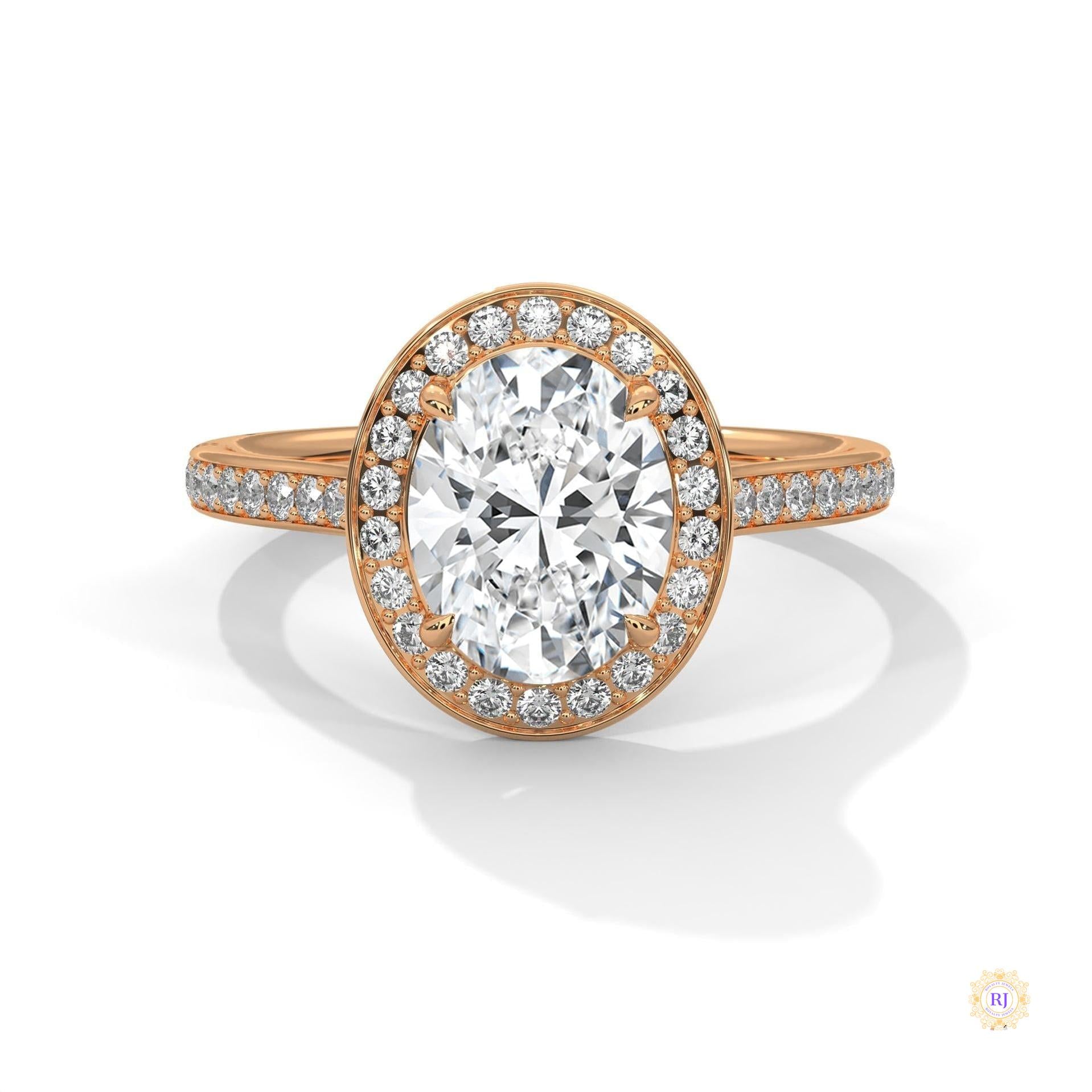 2.50 Ct. Oval Halo Lab Diamond Engagement Ring