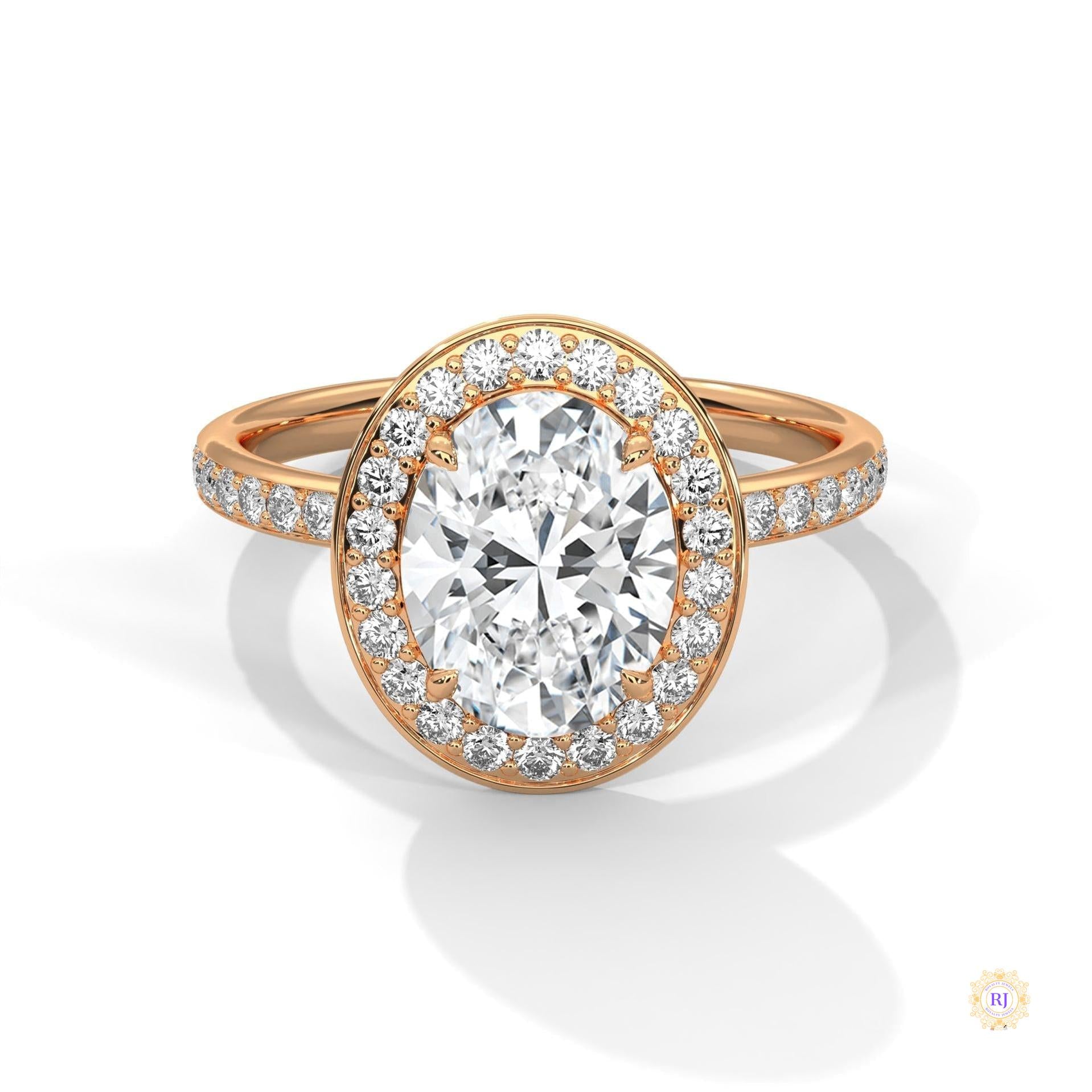 2.50 Ct. Oval Halo Lab Diamond Engagement Ring