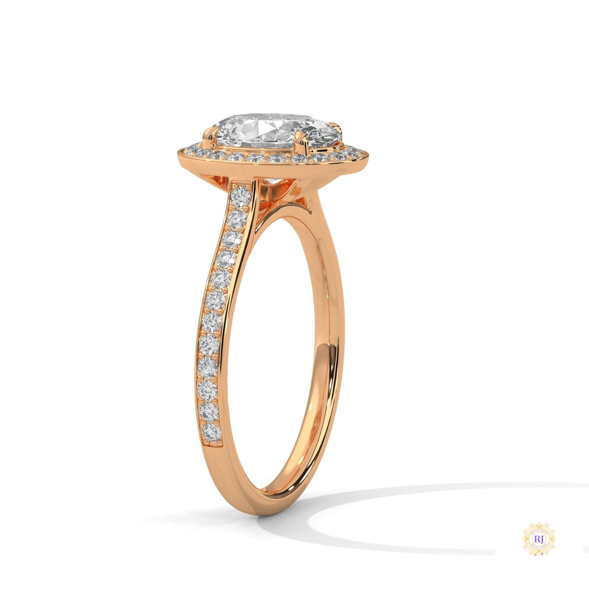 2.50 Ct. Oval Halo Lab Diamond Engagement Ring