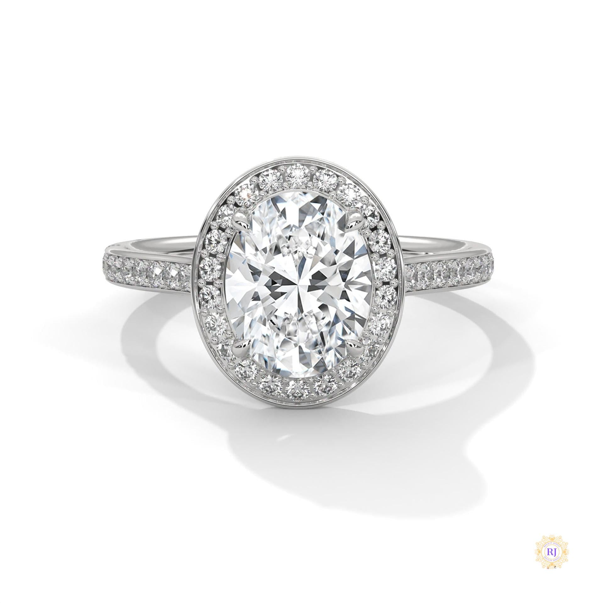 2.50 Ct. Oval Halo Lab Diamond Engagement Ring