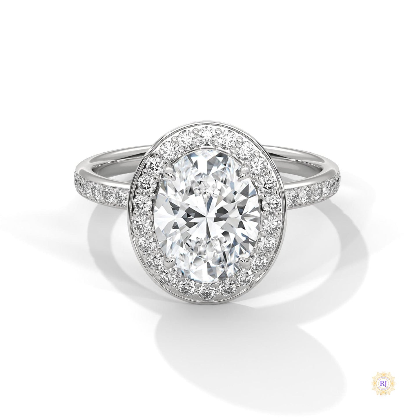 2.50 Ct. Oval Halo Lab Diamond Engagement Ring
