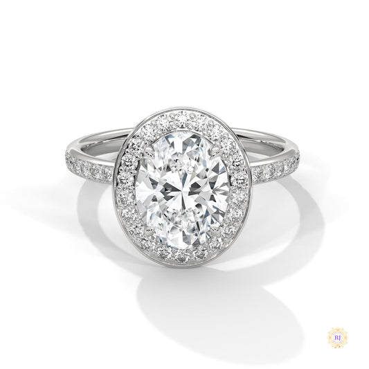 2.50 Ct. Oval Halo Lab Diamond Engagement Ring