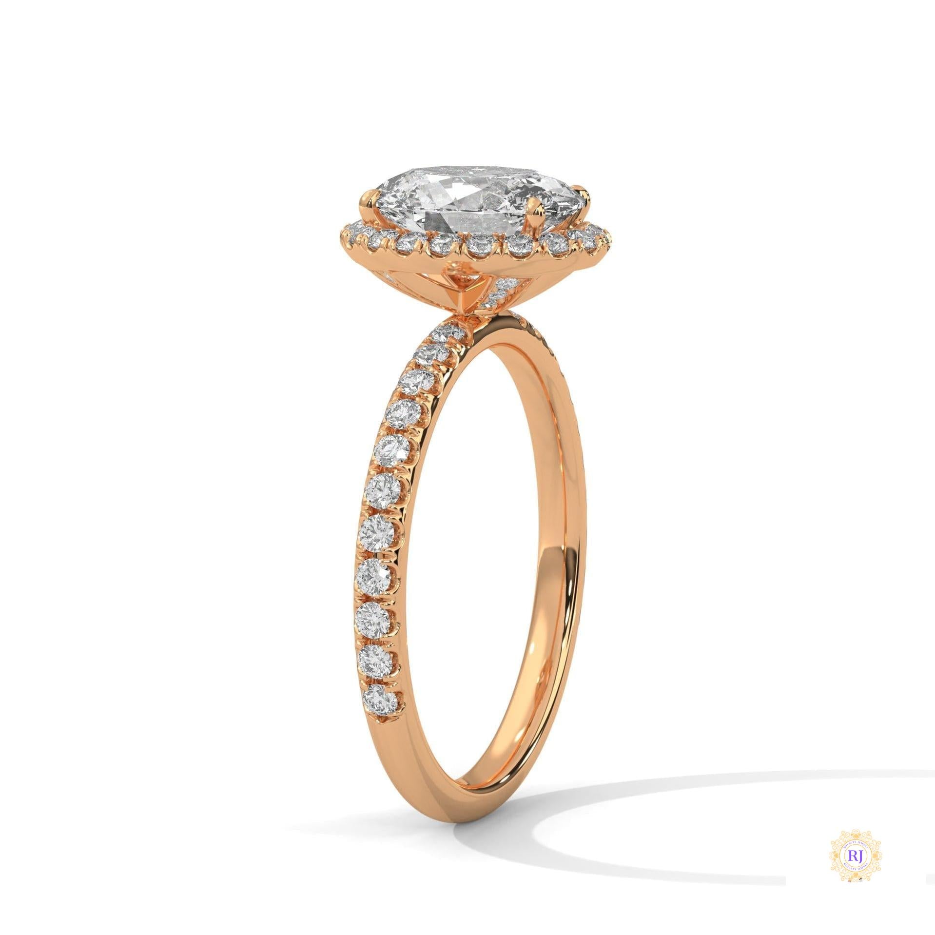 2.50 Ct. Oval Halo Lab Diamond Ring