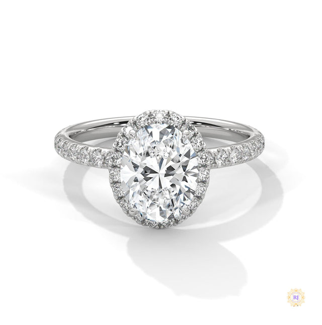 2.50 Ct. Oval Halo Lab Diamond Ring