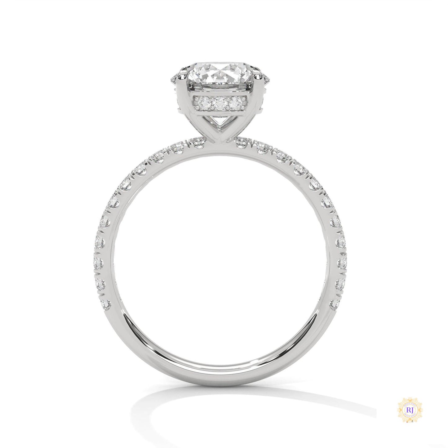 2.50 Ct. Round Lab Diamond Pavé Engagement Ring
