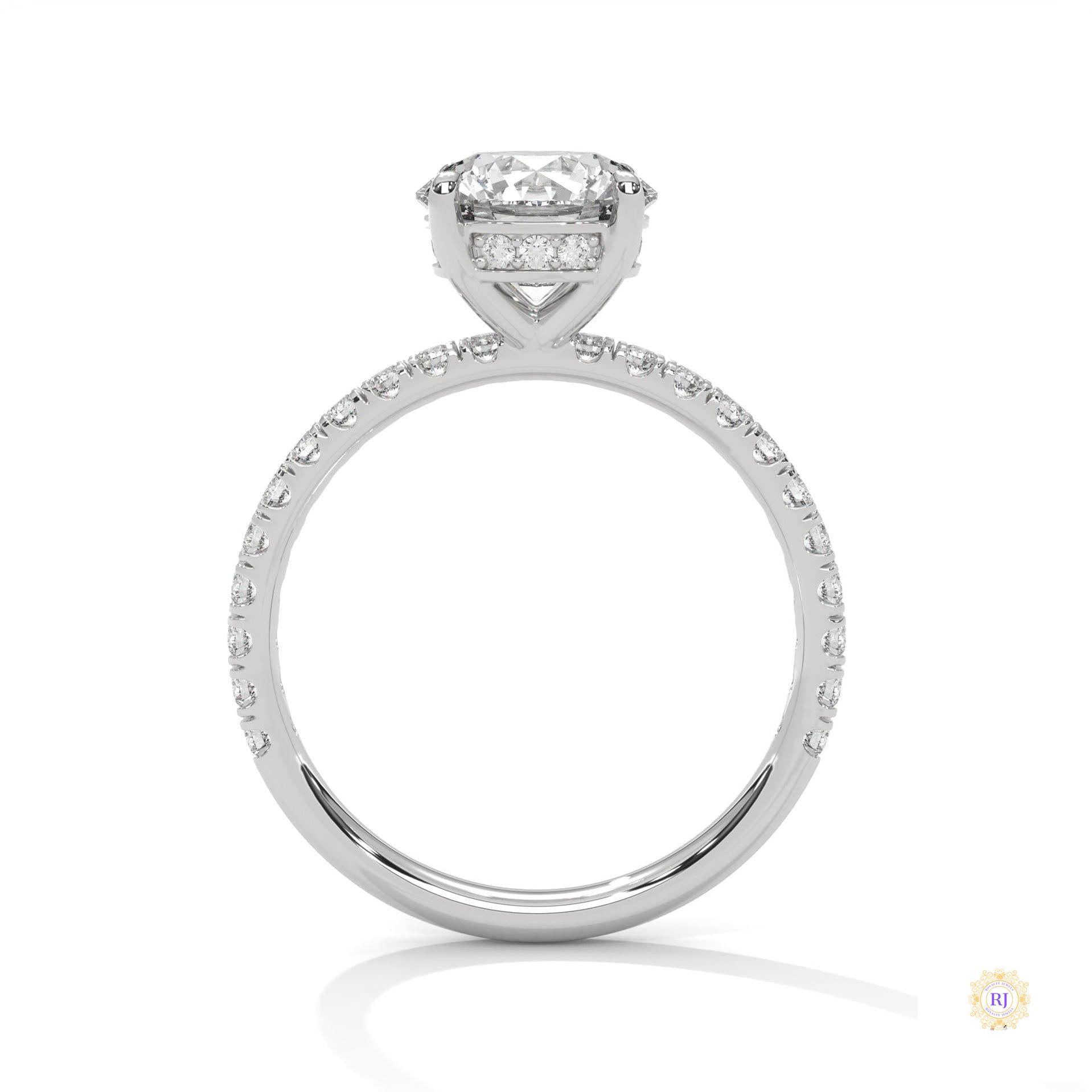 2.50 Ct. Round Lab Diamond Pavé Engagement Ring