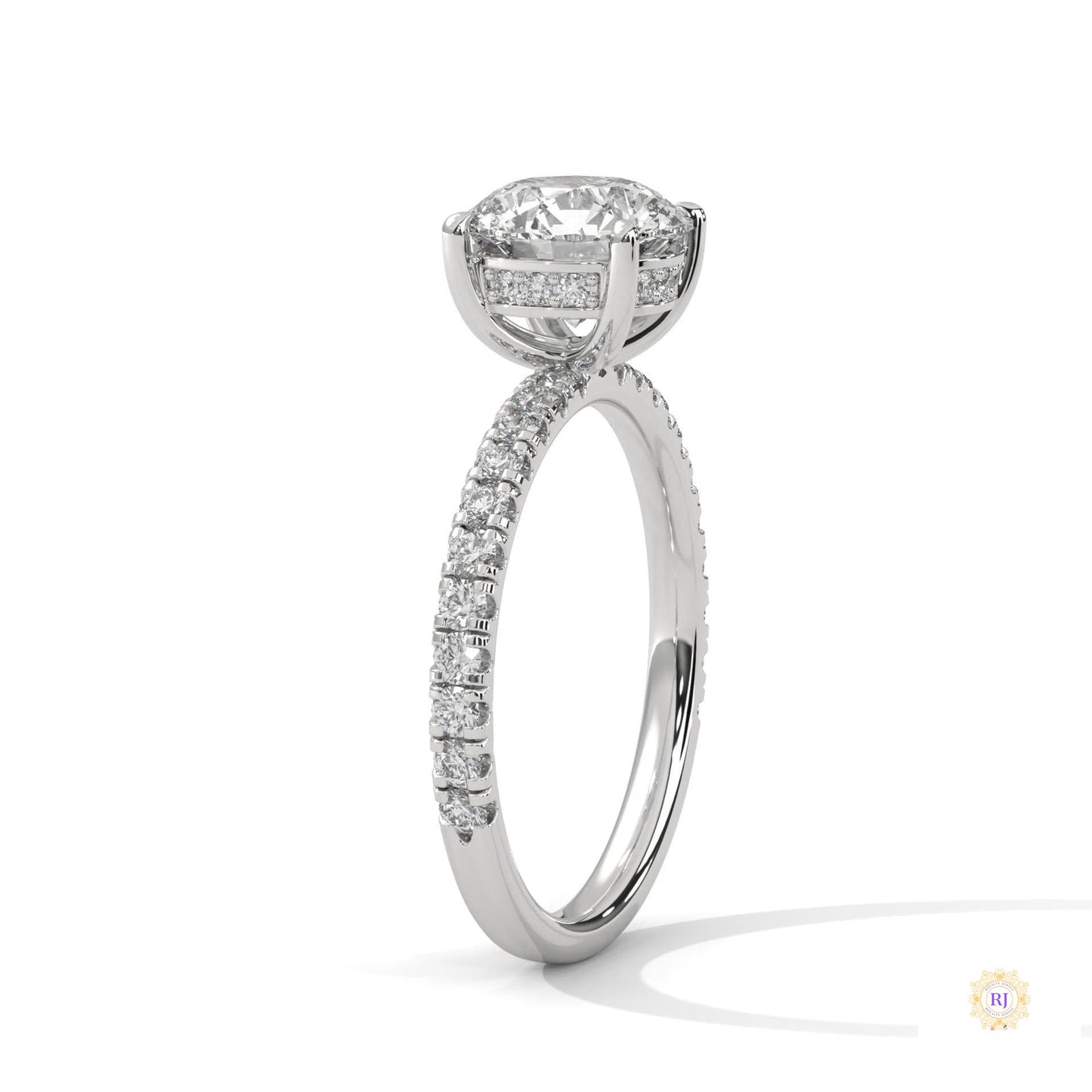 2.50 Ct. Round Lab Diamond Pavé Engagement Ring