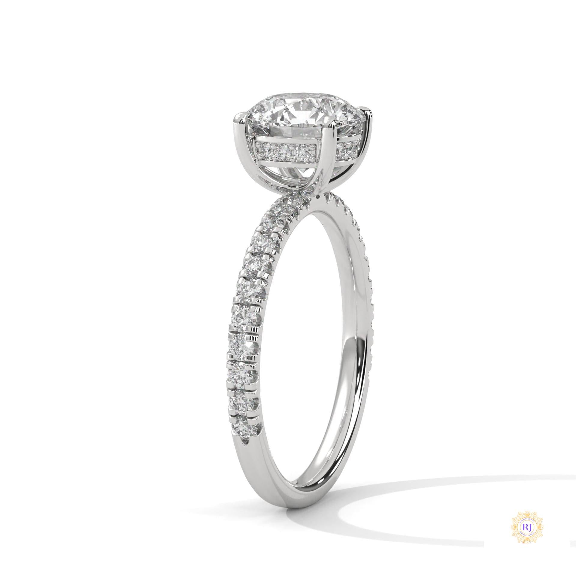 2.50 Ct. Round Lab Diamond Pavé Engagement Ring