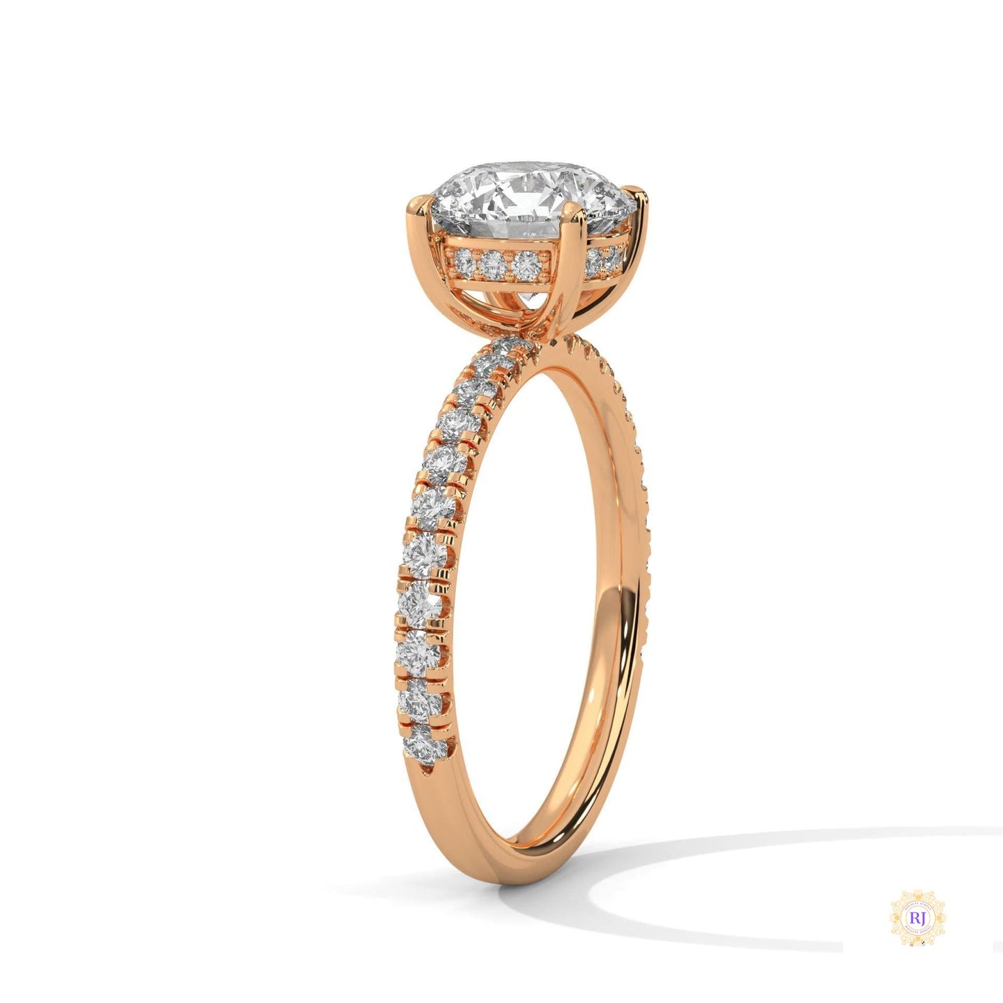 2.50 Ct. Round Lab Diamond Pavé Engagement Ring